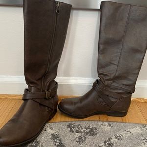 Brown Leather Knee High Boots